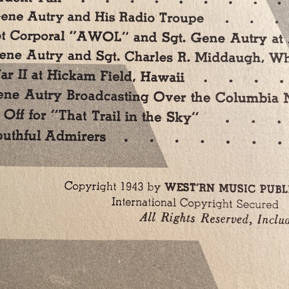 Vintage Sgt. Gene Autry Patriotic and Hillbilly Songs. Song and picture book. - Picture 3 of 9